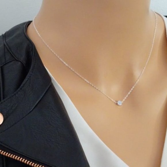 3 Piece Silver Layered Medallion, Long Bar, Hoop Choker Necklace - Geometric - Picture 6 of 8